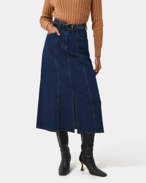 Forcast Carmen Panel Denim Skirt* Conscious|Midi & Maxi Skirts