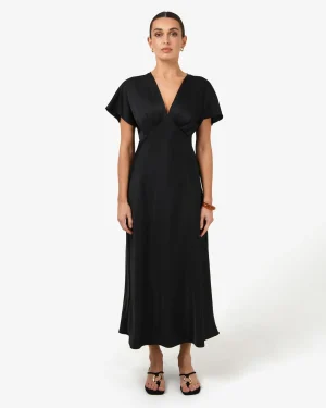 Forcast Catalina V-neck Satin Dress* Midi Dresses|Midi Dresses