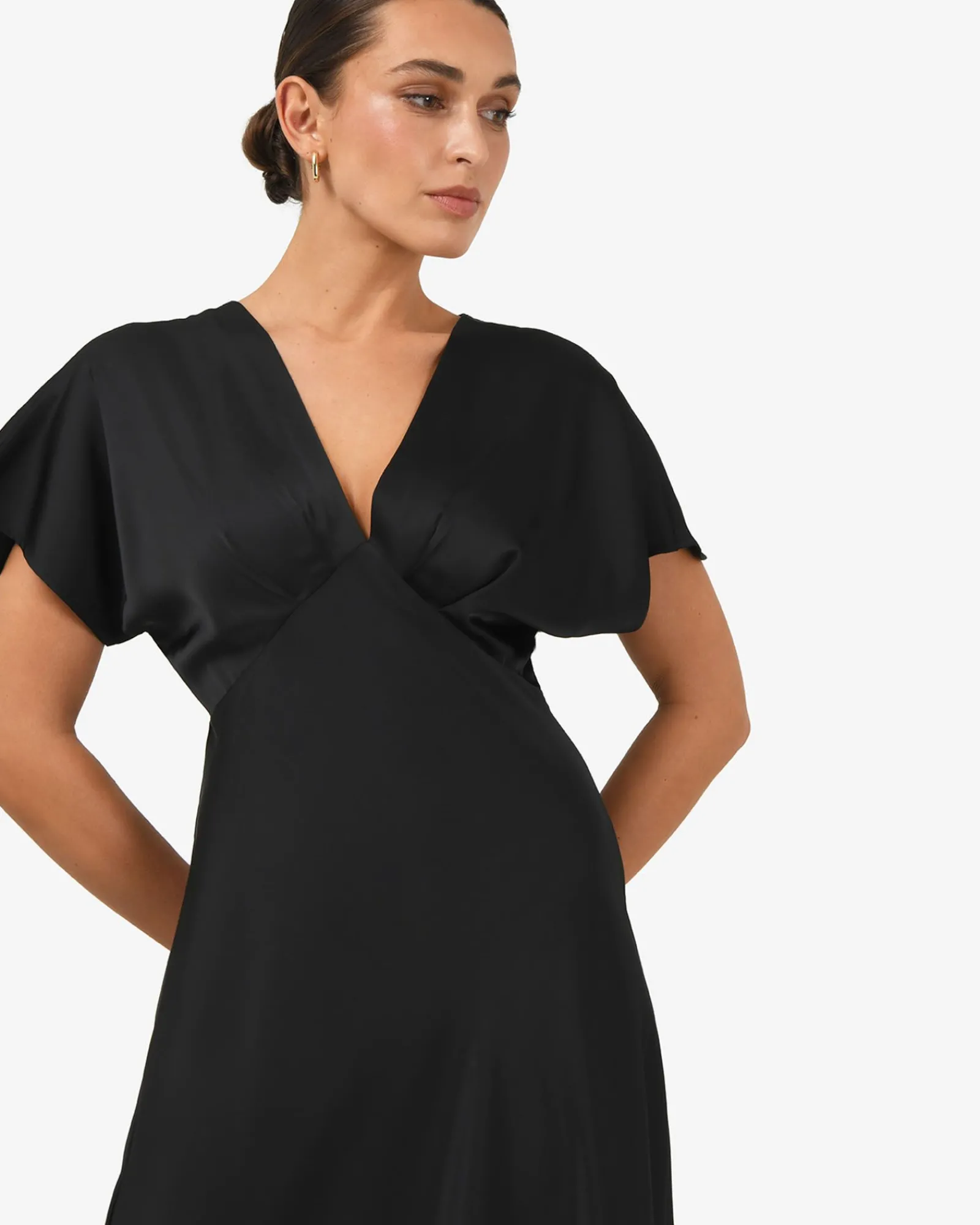 Forcast Catalina V-neck Satin Dress* Midi Dresses|Midi Dresses