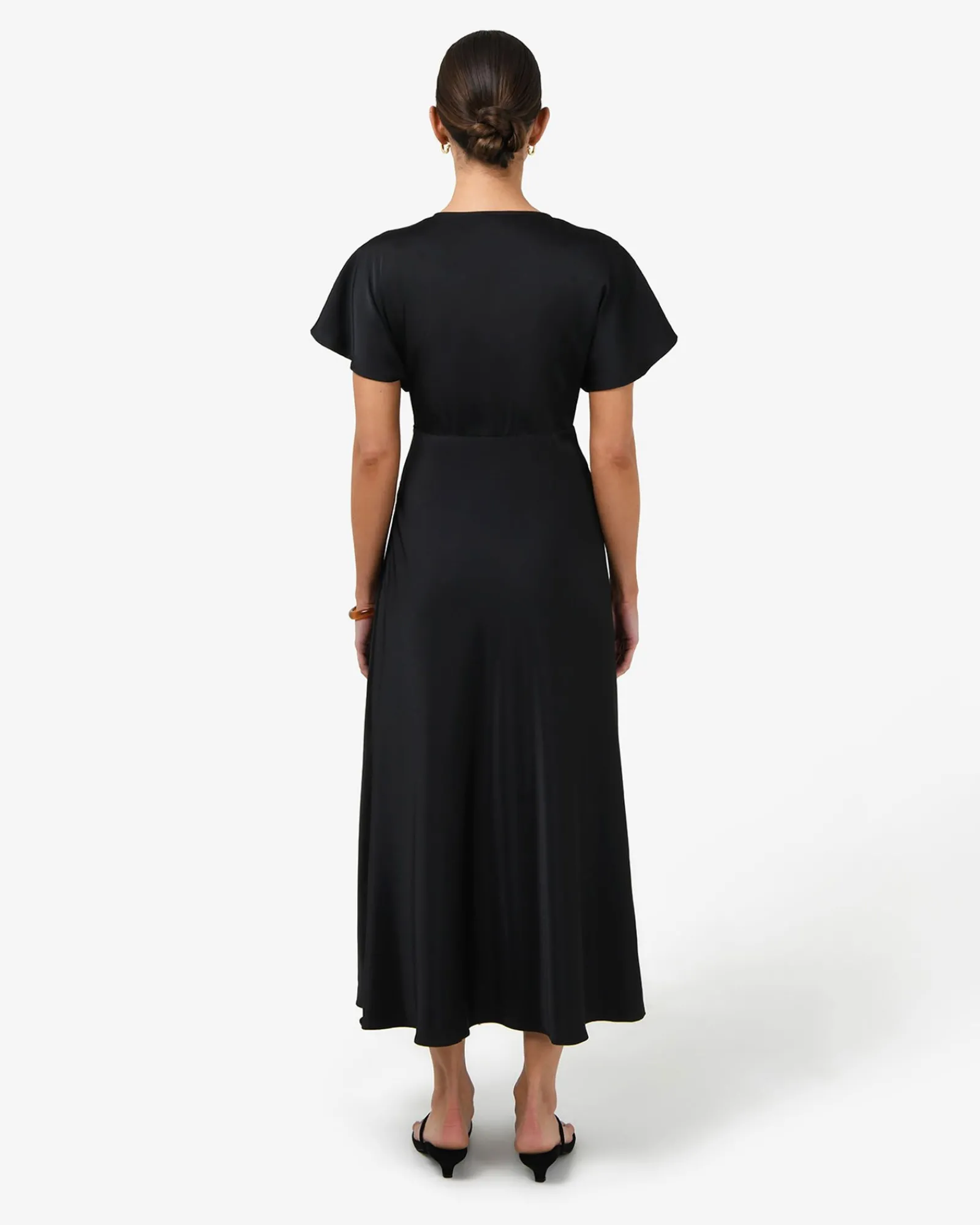 Forcast Catalina V-neck Satin Dress* Midi Dresses|Midi Dresses