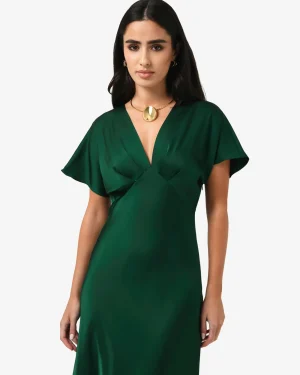 Forcast Catalina V-neck Satin Dress* Midi Dresses|Midi Dresses
