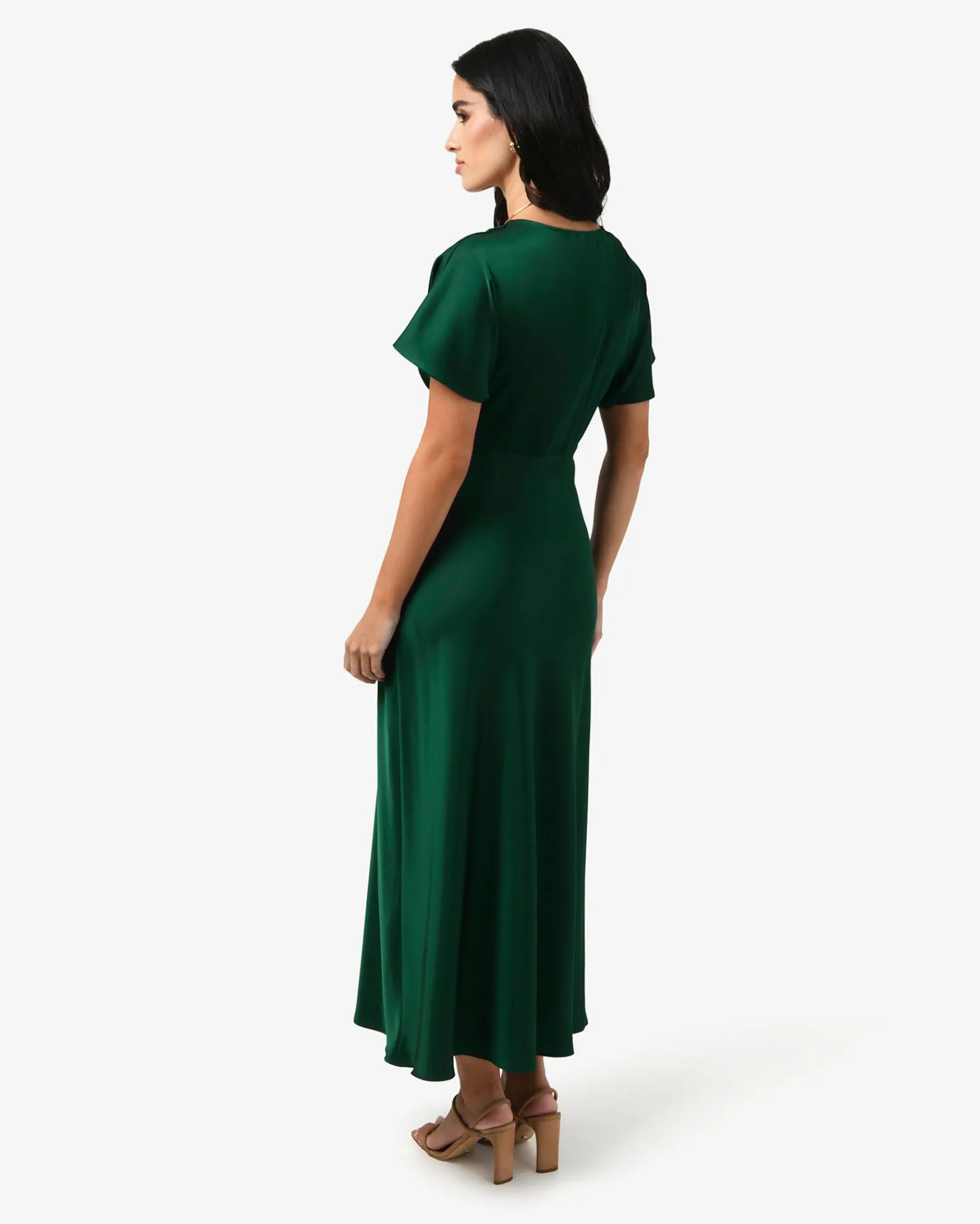 Forcast Catalina V-neck Satin Dress* Midi Dresses|Midi Dresses