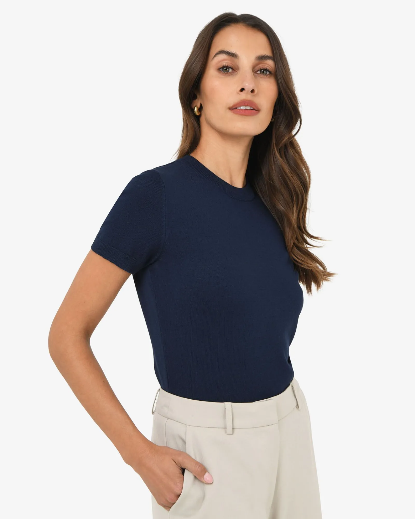 Forcast Catherine Short Sleeve Knit* T-Shirts & Tops|Work Tops