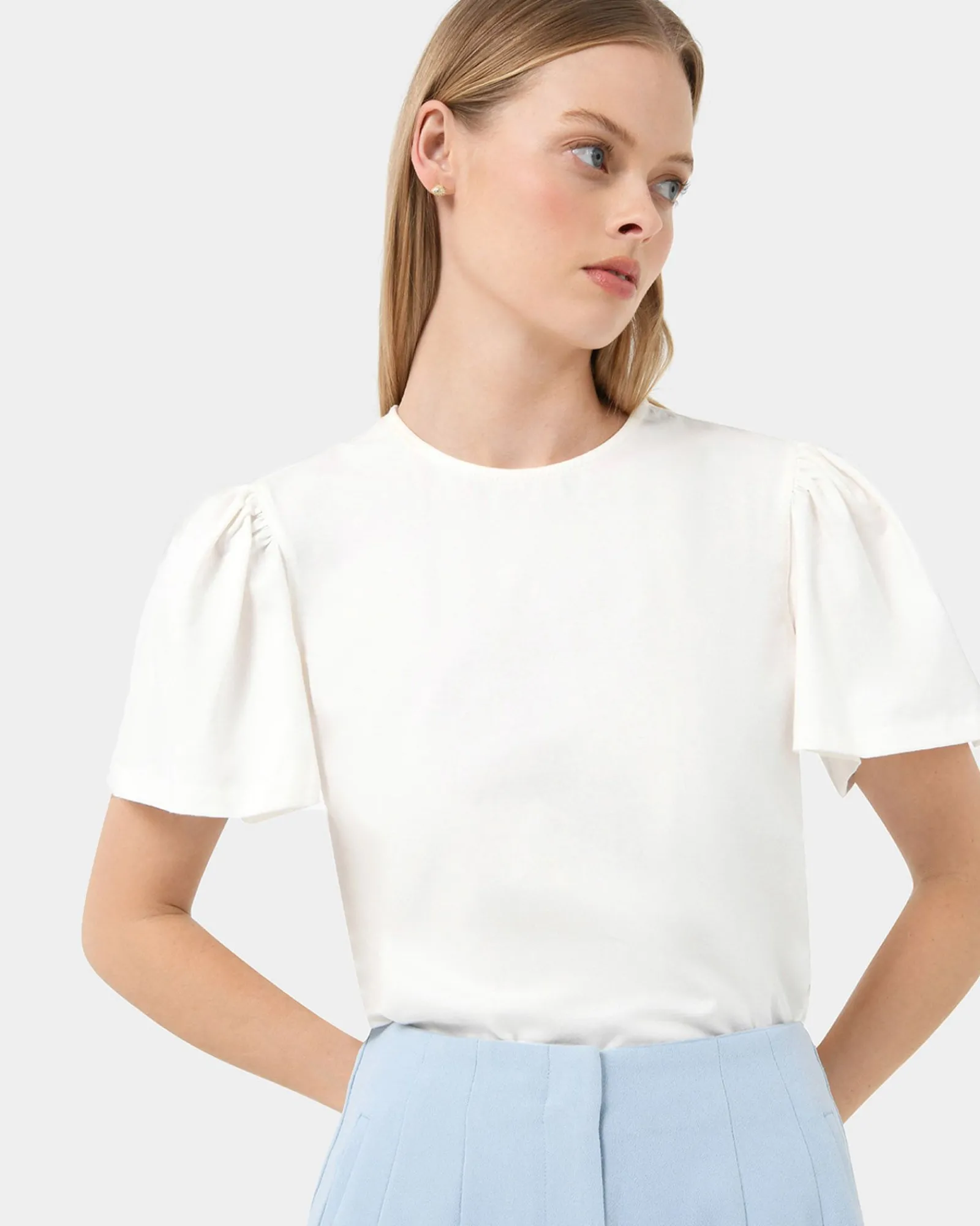 Forcast Cayla Gathered Sleeve Tee* T-Shirts & Tops|Work Tops