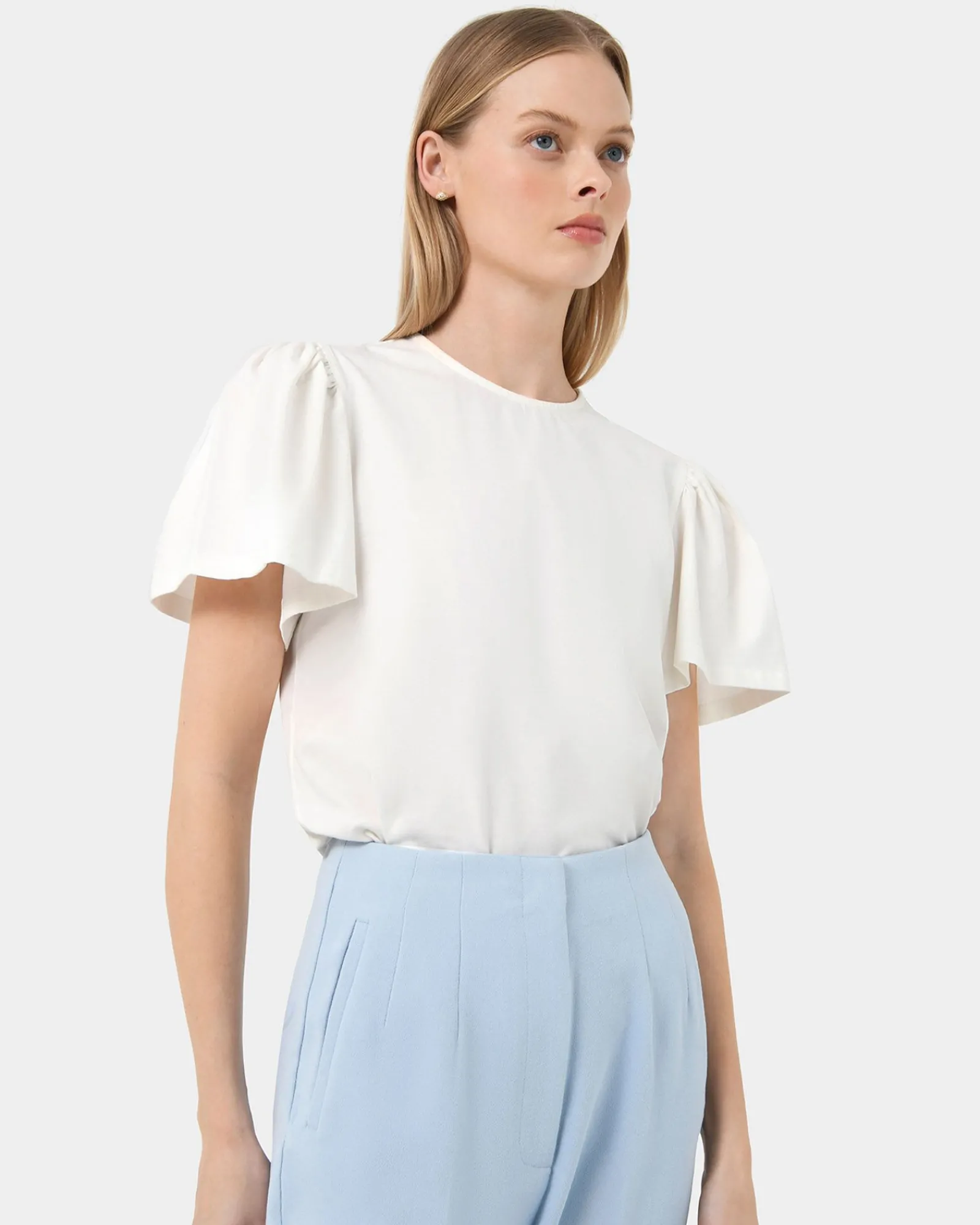 Forcast Cayla Gathered Sleeve Tee* T-Shirts & Tops|Work Tops