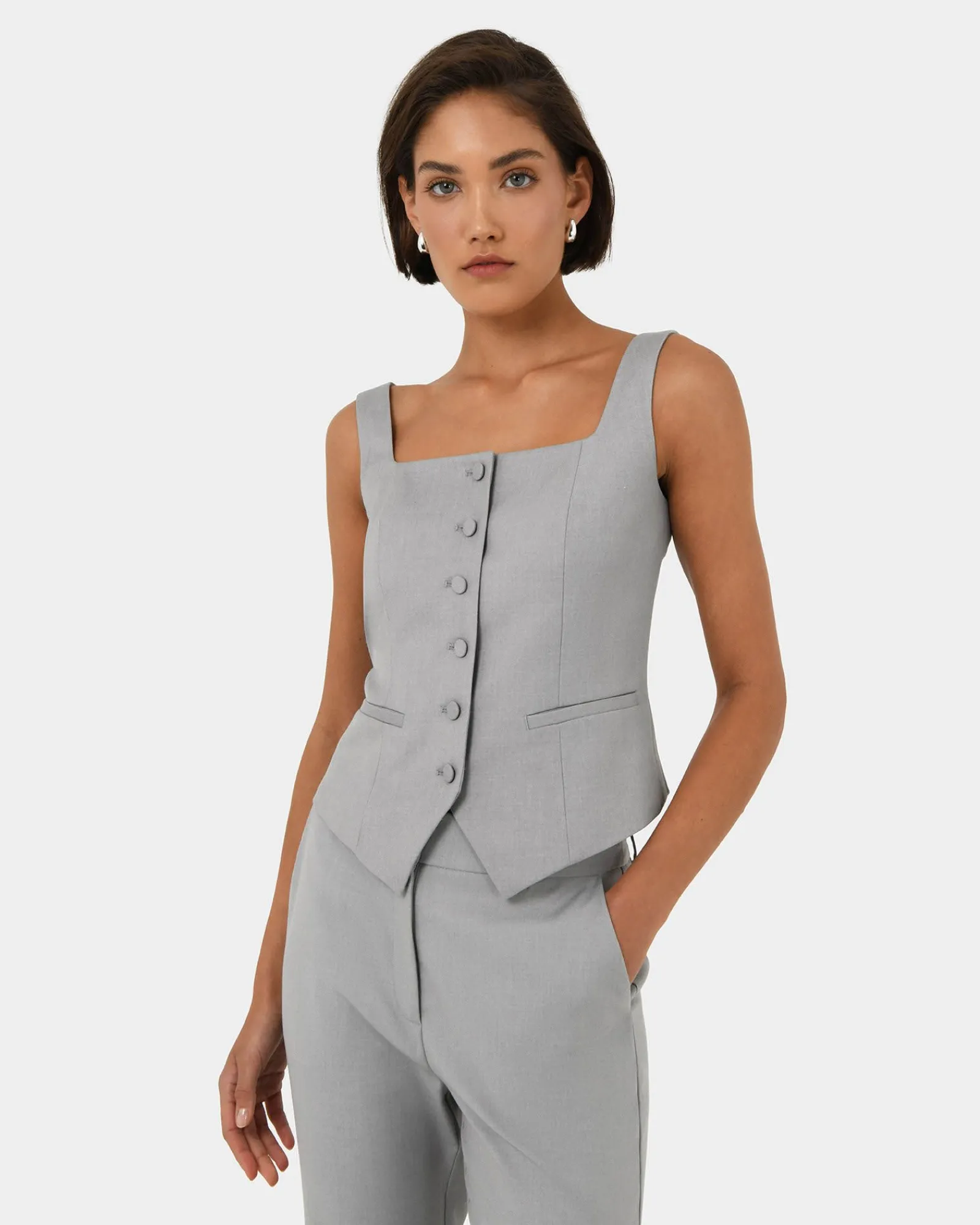 Forcast Chloe Square Neck Vest* T-Shirts & Tops|Work Tops