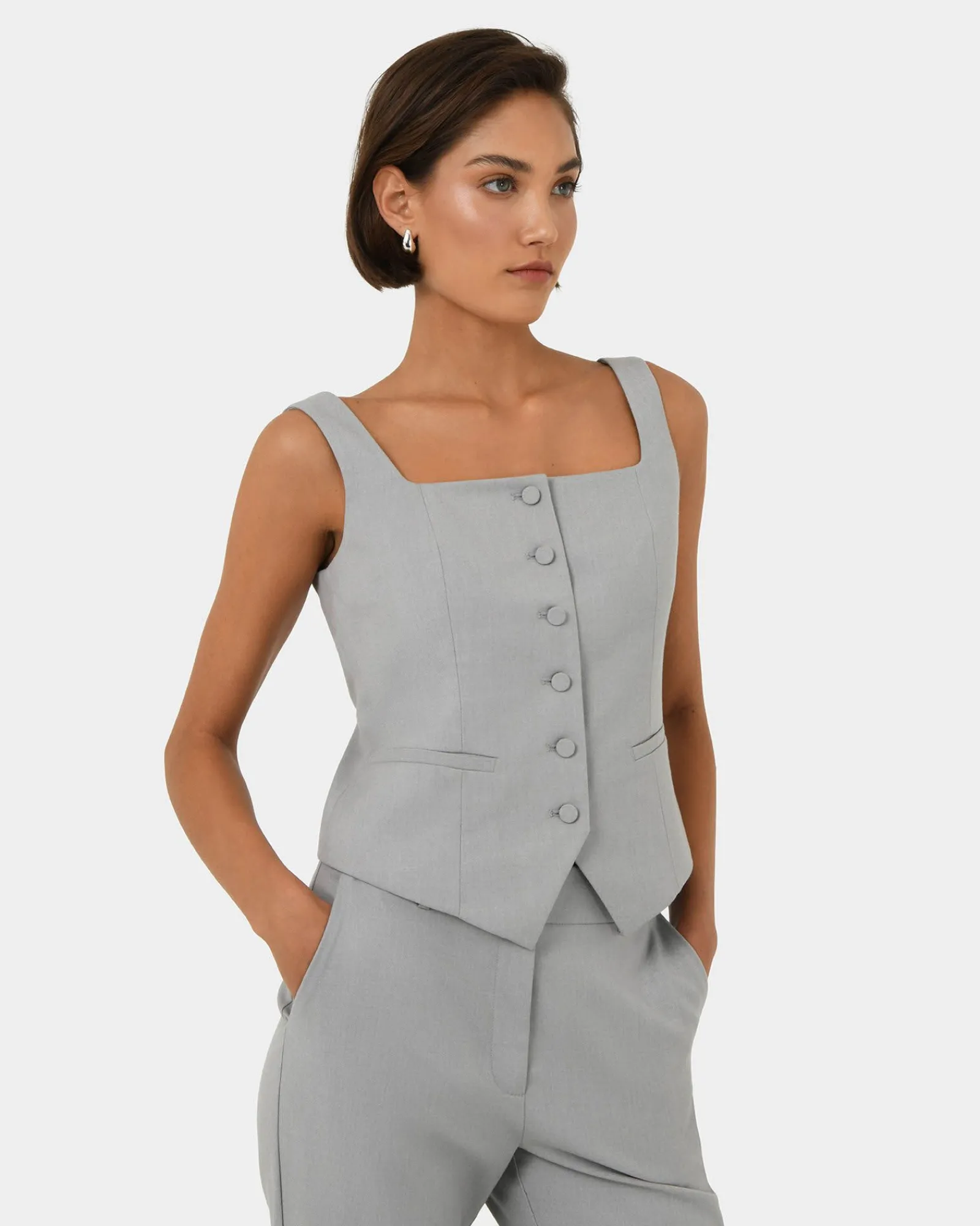 Forcast Chloe Square Neck Vest* T-Shirts & Tops|Work Tops