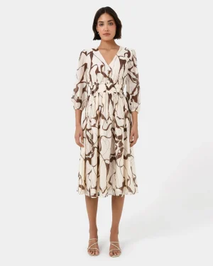 Forcast Cleo V-neck Dress* Midi Dresses|Midi Dresses