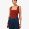 Forcast Ella Square Neck Rib Knit* T-Shirts & Tops|Work Tops