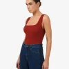 Forcast Ella Square Neck Rib Knit* T-Shirts & Tops|Work Tops