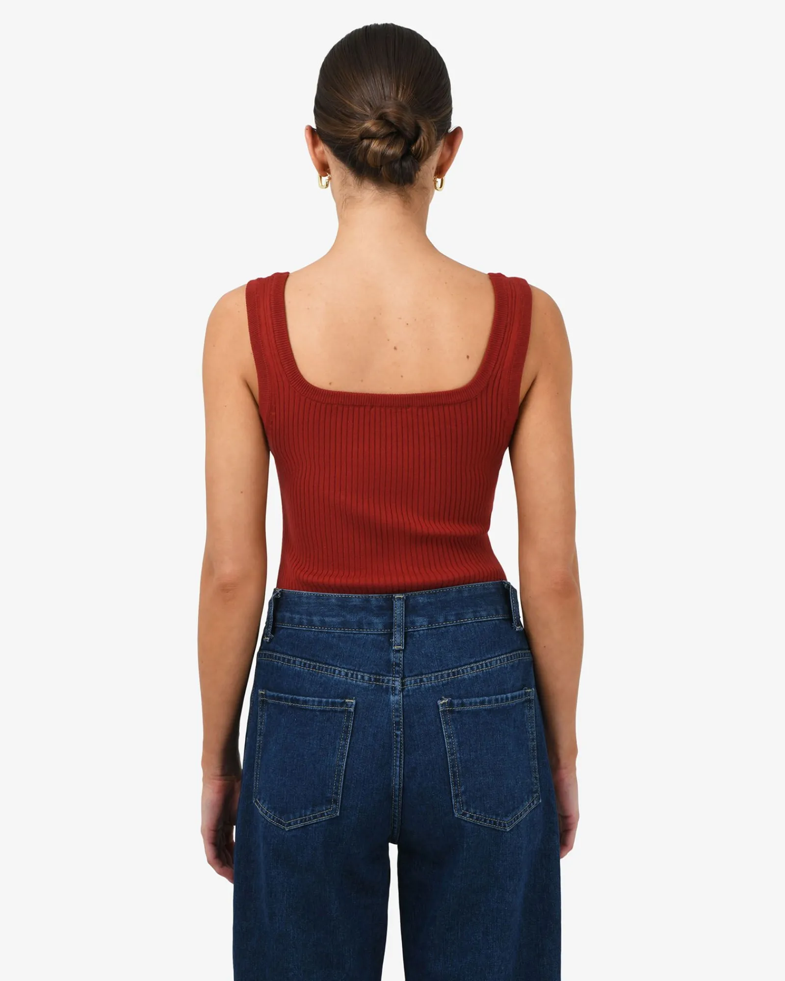 Forcast Ella Square Neck Rib Knit* T-Shirts & Tops|Work Tops