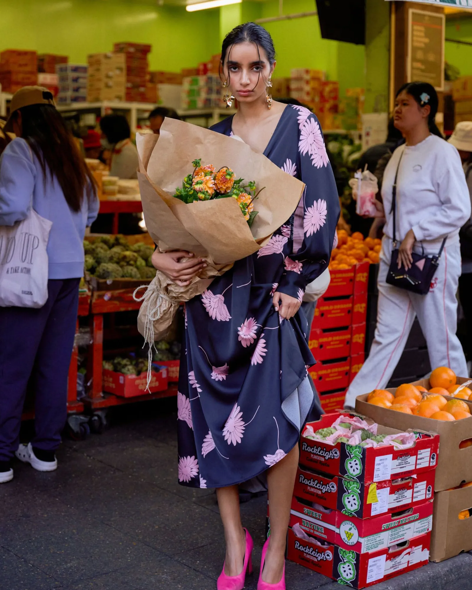 Forcast Felicia Floral Twist Dress* Midi Dresses|Midi Dresses