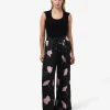Forcast Felicia Satin Elastic Pants* High-Waisted Pants|Wide-Leg Pants