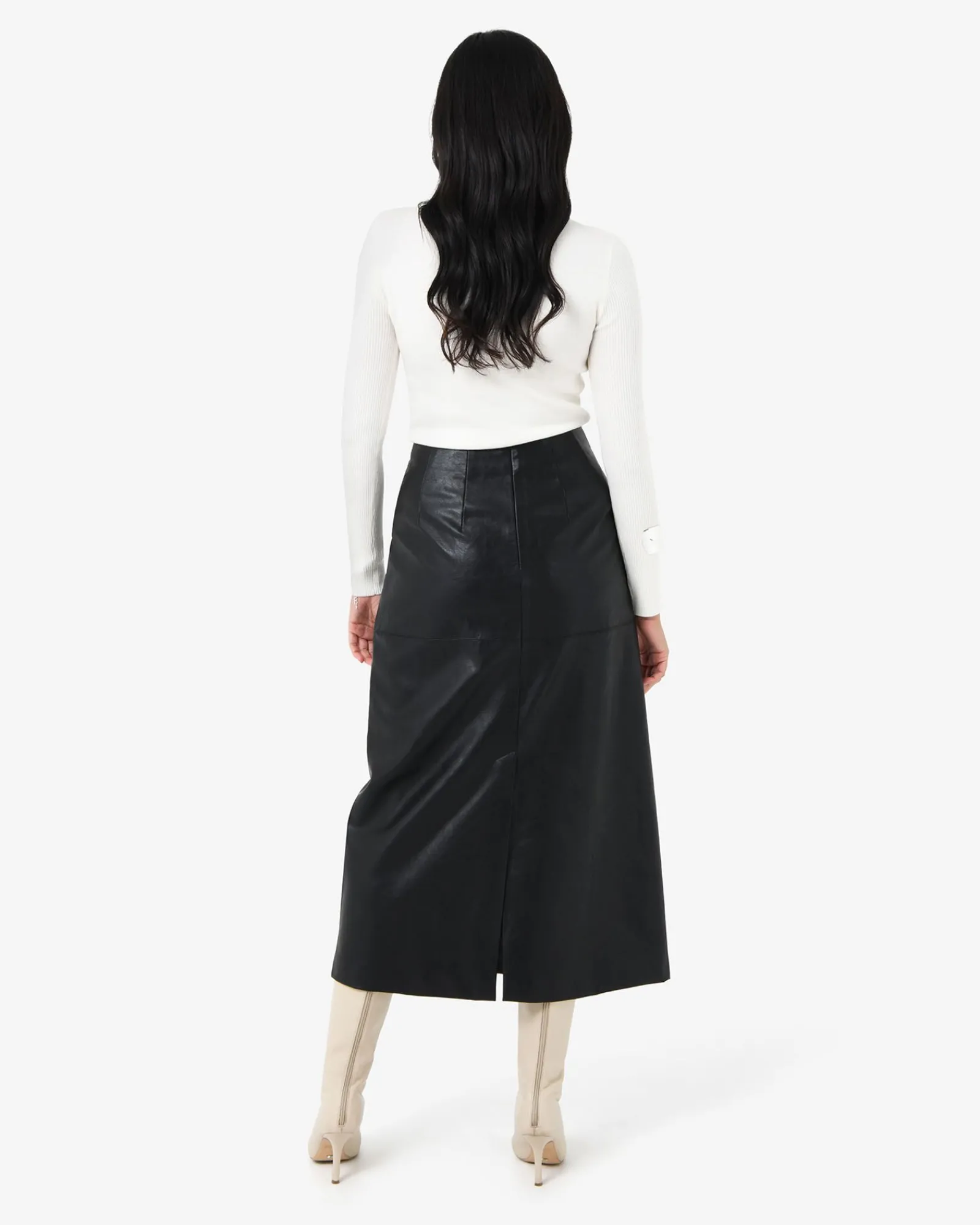 Forcast Giselle Panel Pu Skirt* Midi & Maxi Skirts|Work Skirts
