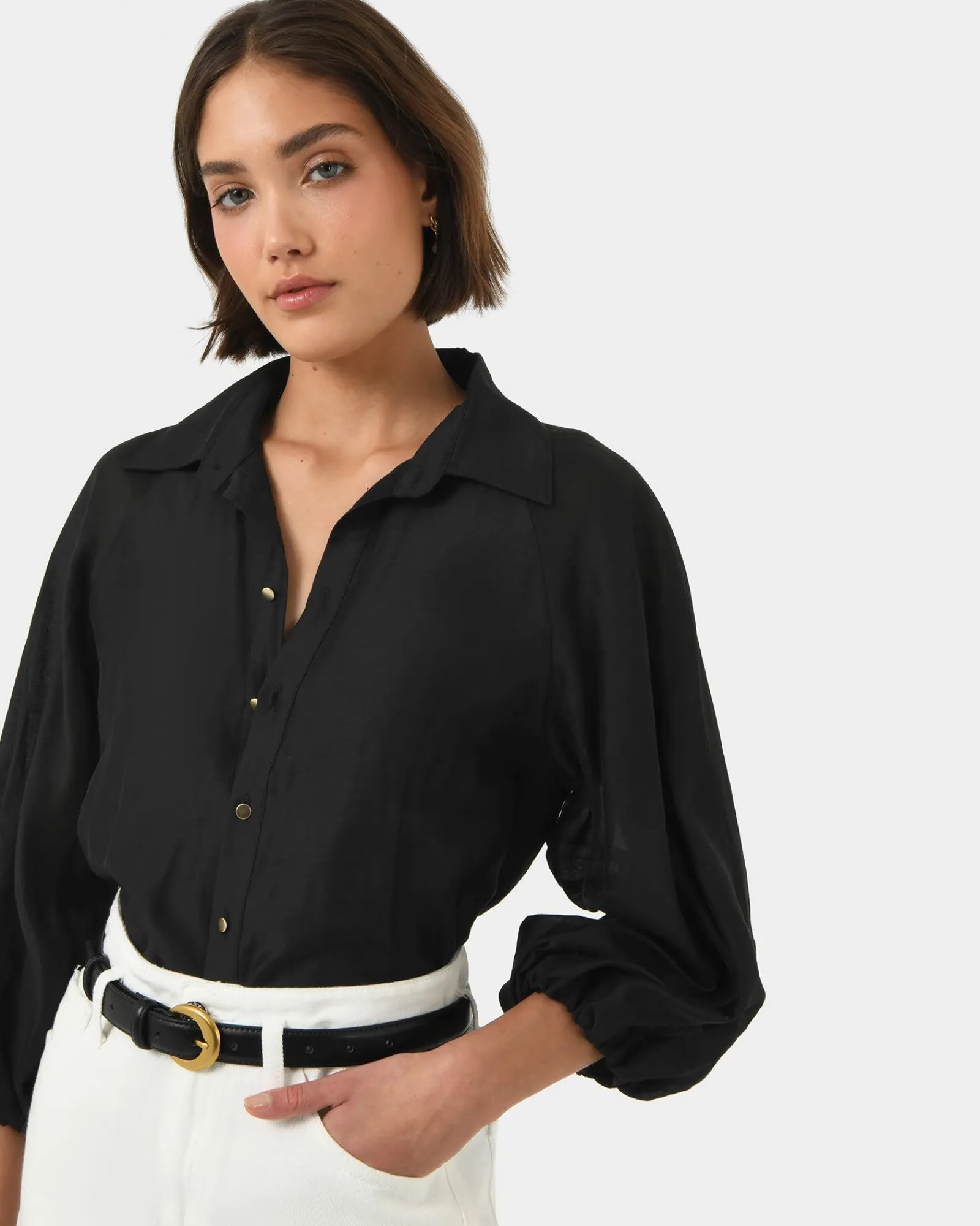 Forcast Giulia Gold Button Blouse* Long Sleeve Tops|Shirts & Blouses