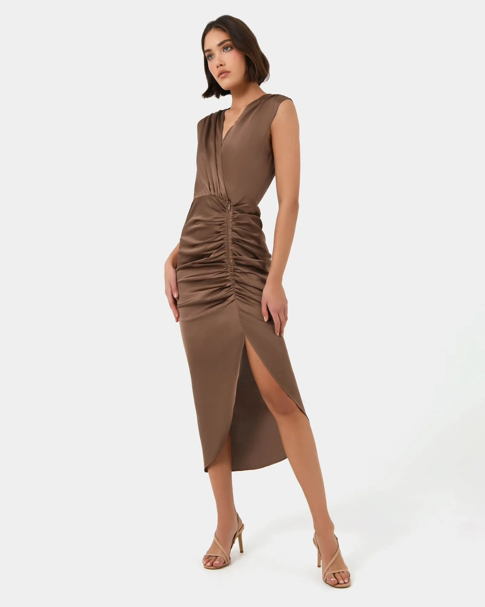 Forcast Hayden Side Ruched Dress* Midi Dresses|Midi Dresses