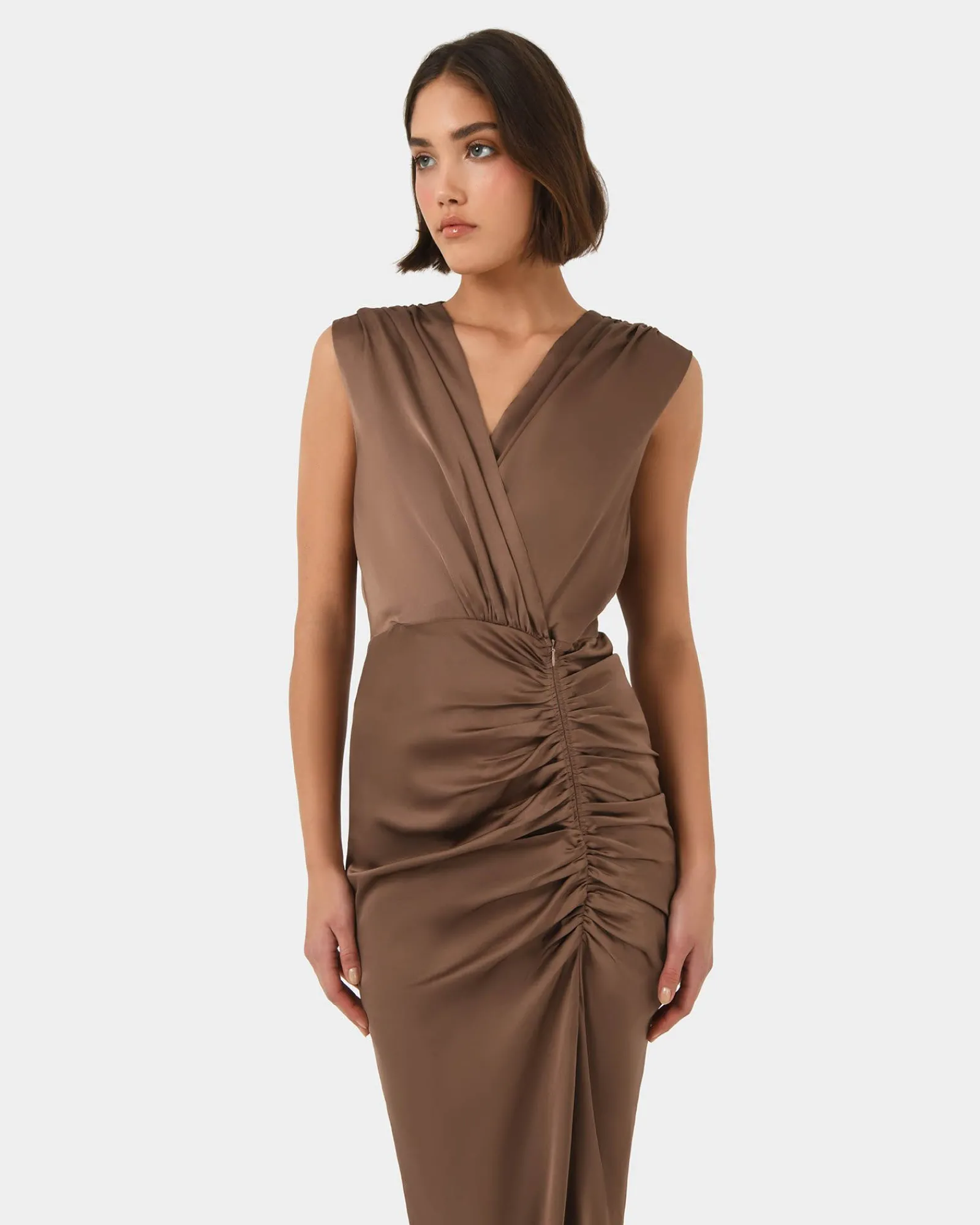 Forcast Hayden Side Ruched Dress* Midi Dresses|Midi Dresses