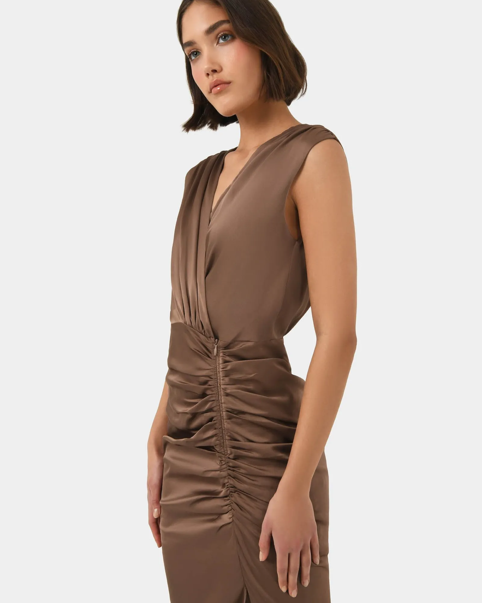 Forcast Hayden Side Ruched Dress* Midi Dresses|Midi Dresses
