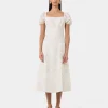 Forcast Hazy Linen Puff Sleeve Dress* Midi Dresses|Midi Dresses