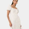 Forcast Hazy Linen Puff Sleeve Dress* Midi Dresses|Midi Dresses