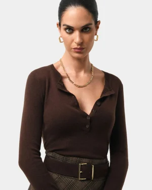 Forcast Henley Button Up Knit* T-Shirts & Tops|Long Sleeve Tops