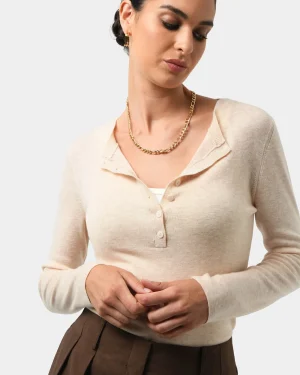 Forcast Henley Button Up Knit* T-Shirts & Tops|Long Sleeve Tops