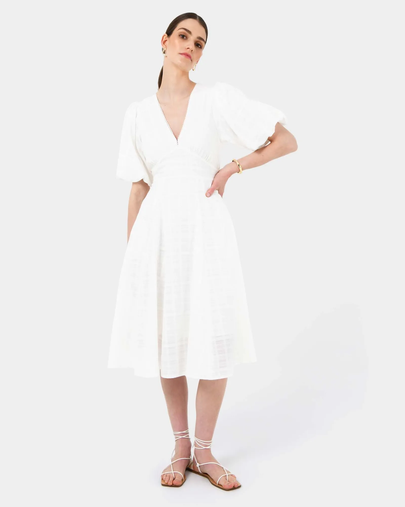 Forcast Iris Puff Sleeve Midi Dress* Midi Dresses|Midi Dresses