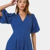 Forcast Iris Puff Sleeve Midi Dress* Conscious|Midi Dresses