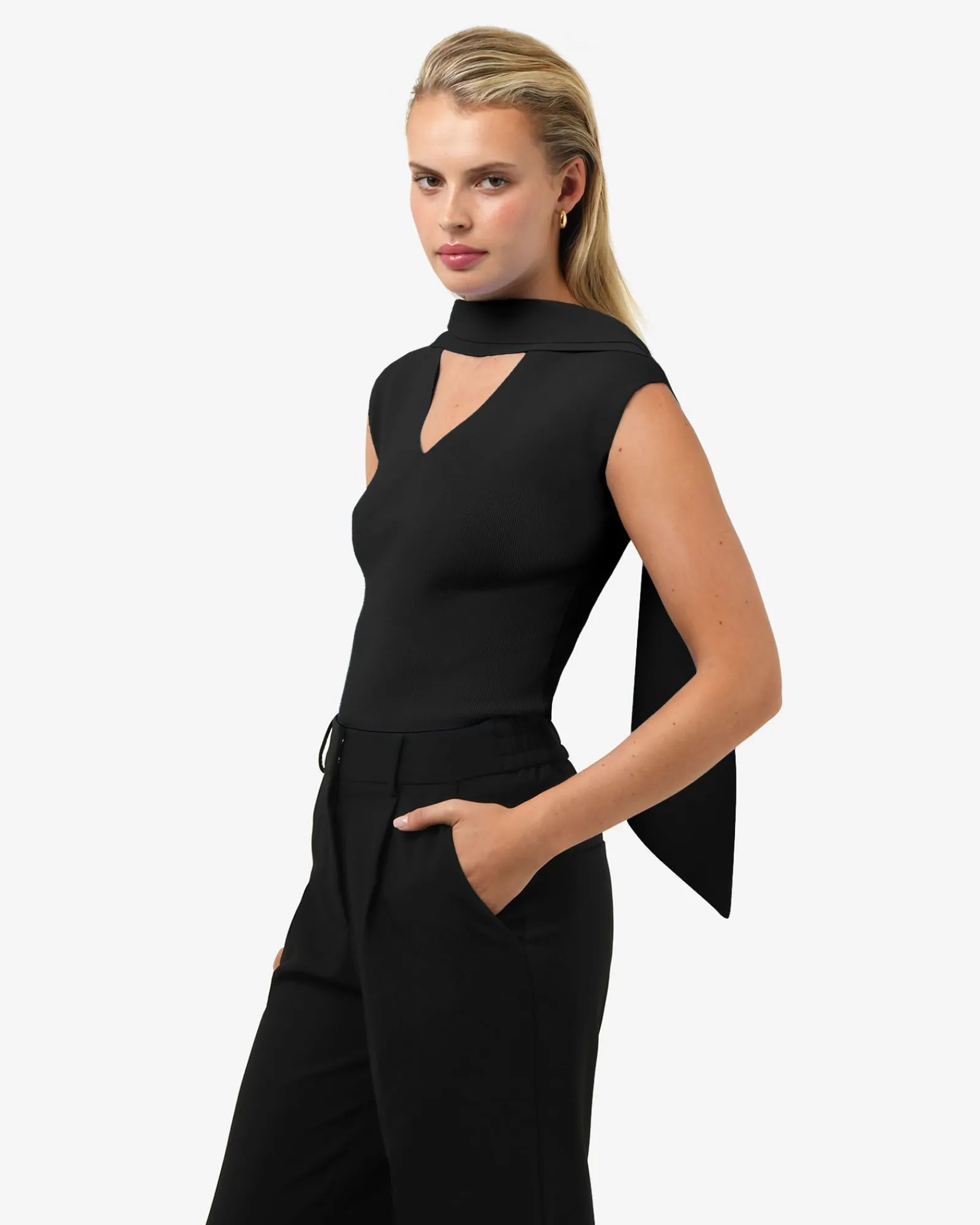 Forcast Isadora V-neck Scarf Knit Top* T-Shirts & Tops|Work Tops