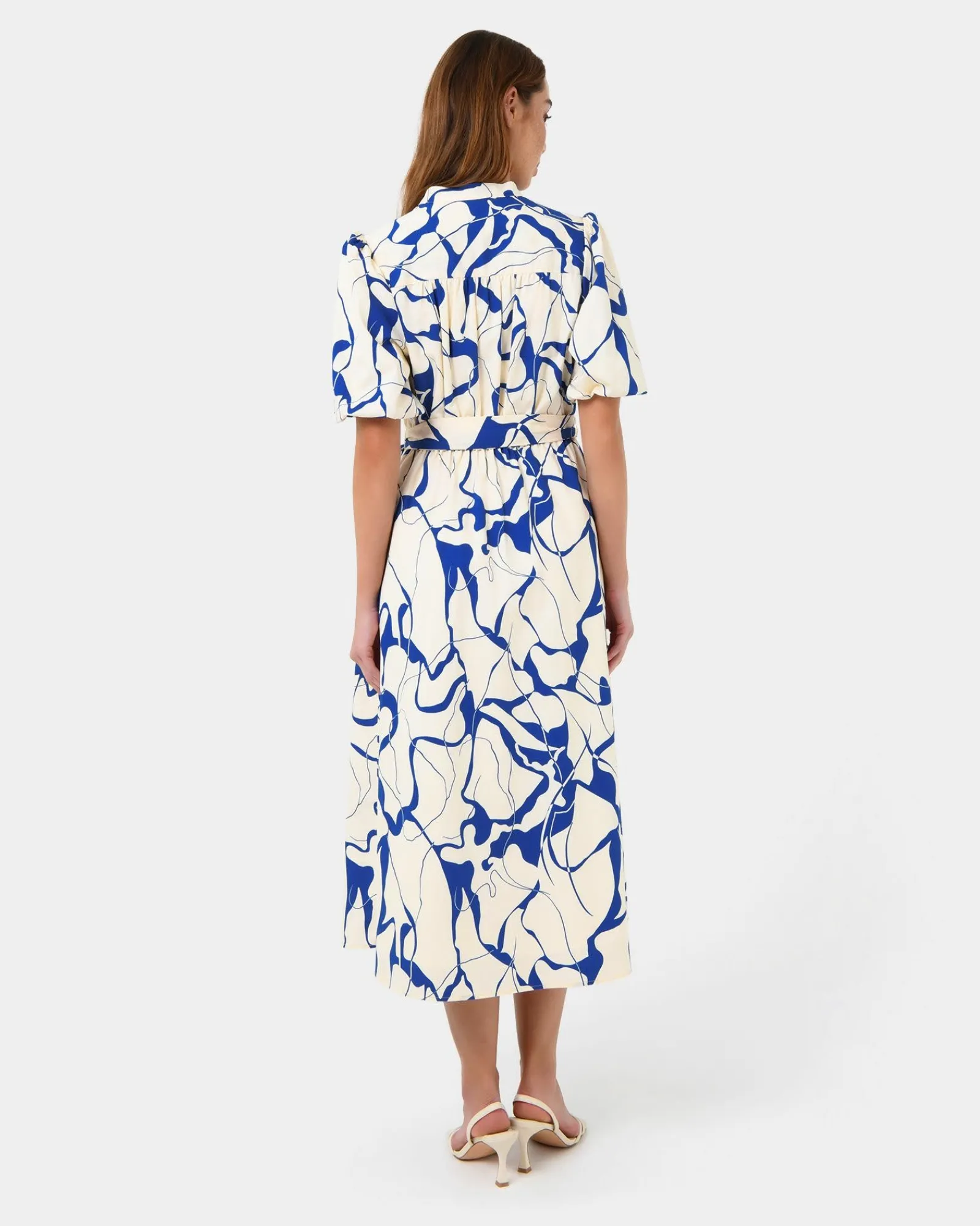 Forcast Jayleen Puff Sleeve Tie Dress* Conscious|Midi Dresses