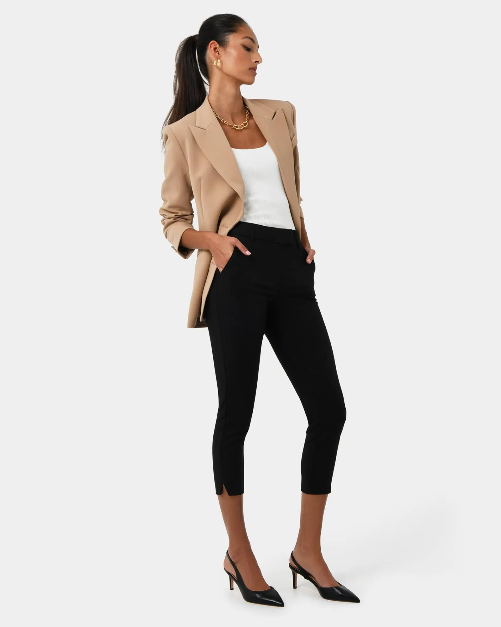 Forcast Josie 2 Cropped Notch Pants* Cropped Pants|Slim Leg Pants