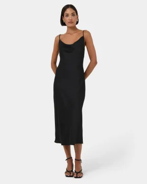 Forcast Joy Satin Cowl Neck Dress* Midi Dresses|Midi Dresses