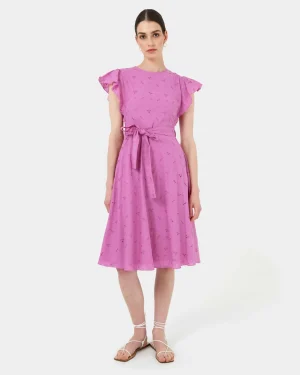 Forcast Kavya Tie-waist Cotton Dress* Conscious|Midi Dresses