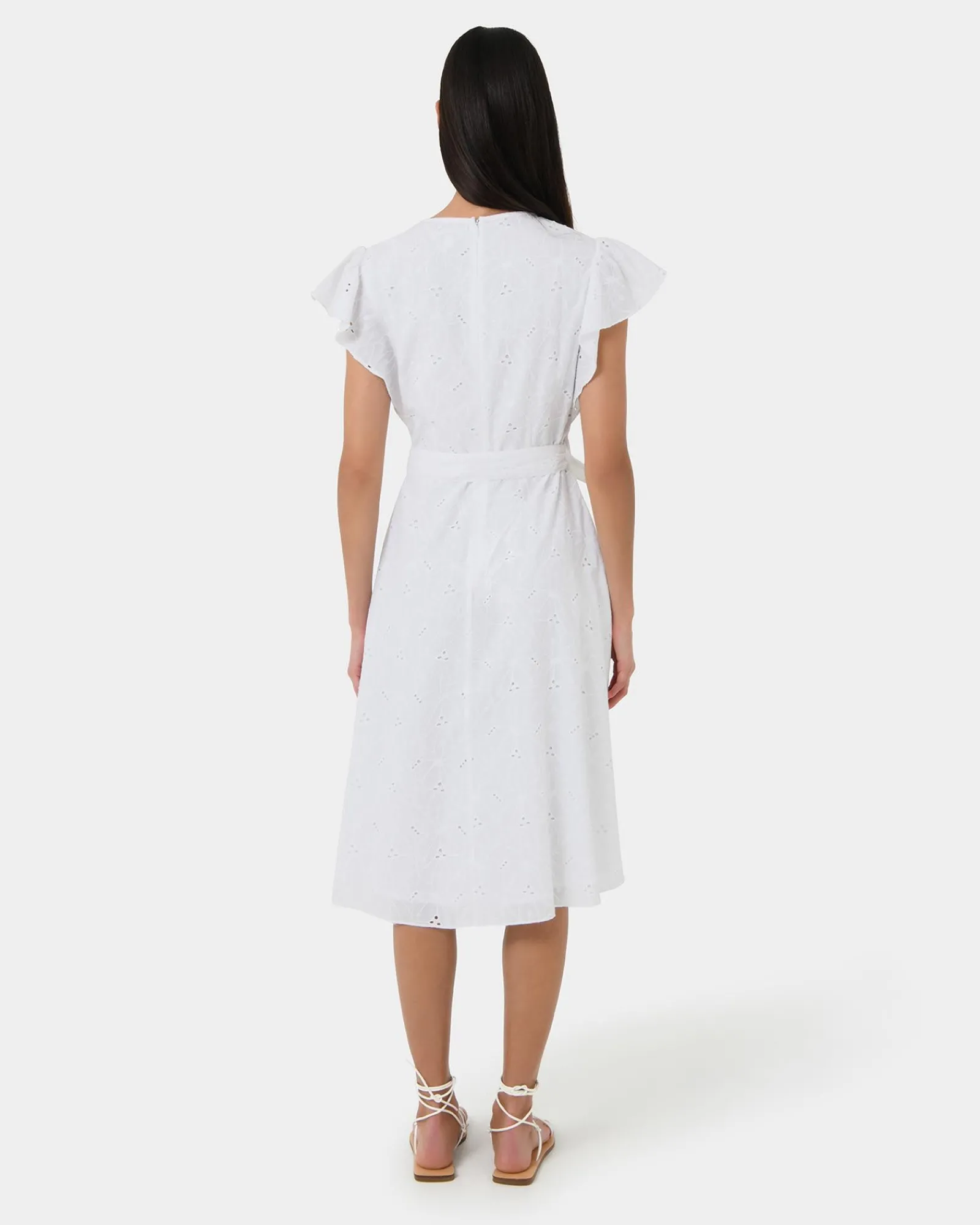 Forcast Kavya Tie-waist Cotton Dress* Conscious|Midi Dresses