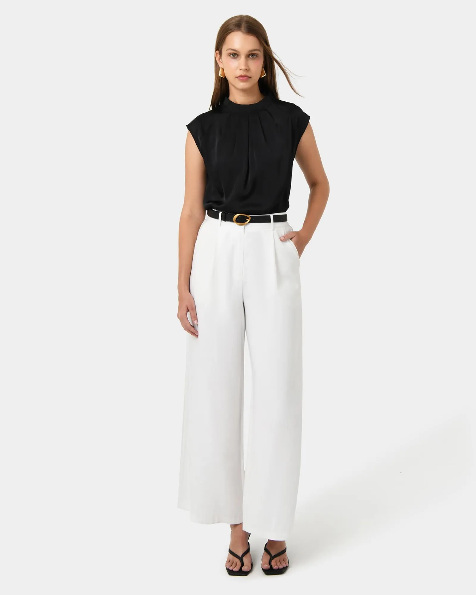 Forcast Kiar Pleated Satin Top* T-Shirts & Tops|Work Tops