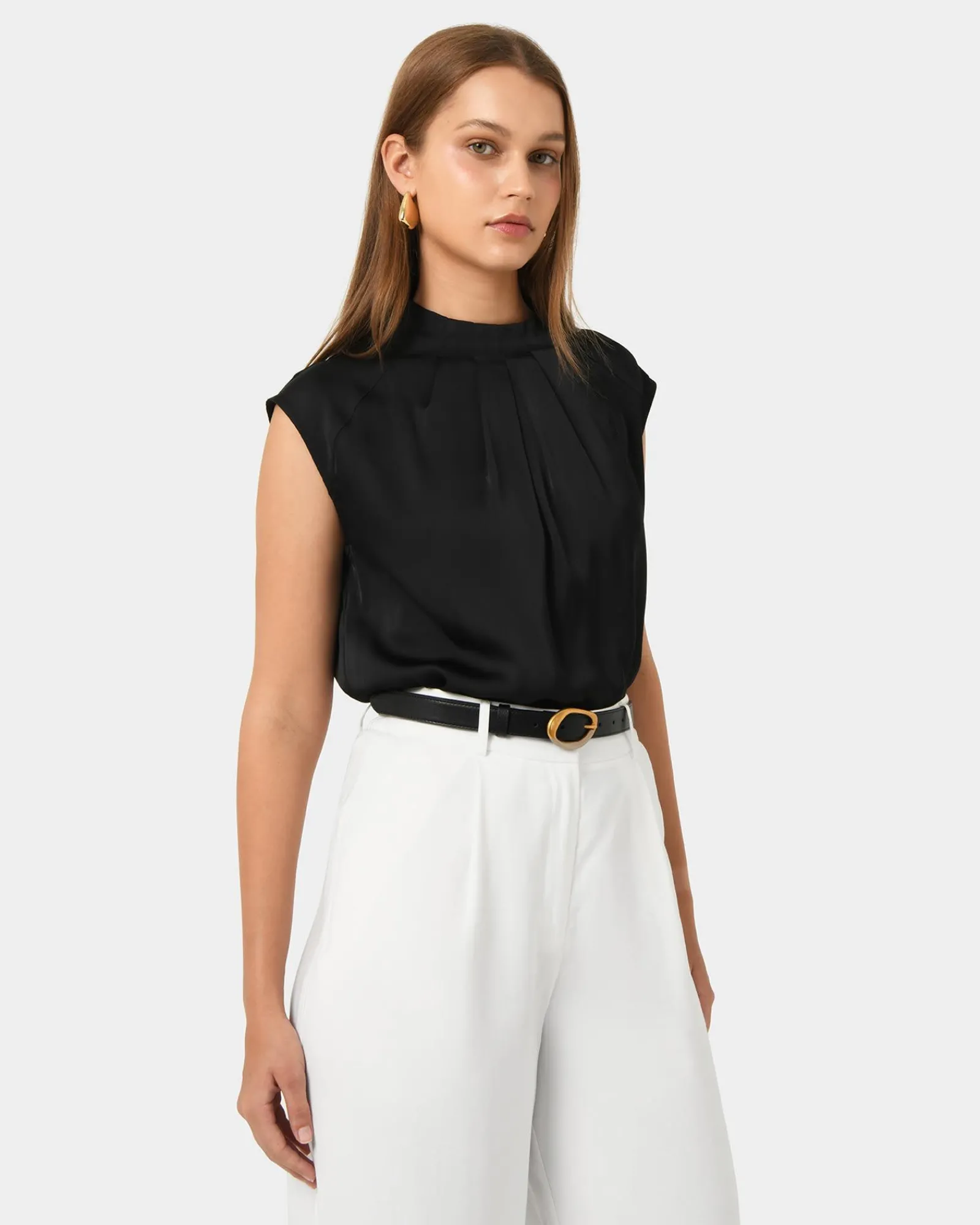 Forcast Kiar Pleated Satin Top* T-Shirts & Tops|Work Tops