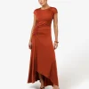 Forcast Kim Asymmetric Ruched Dress* Midi Dresses|Midi Dresses