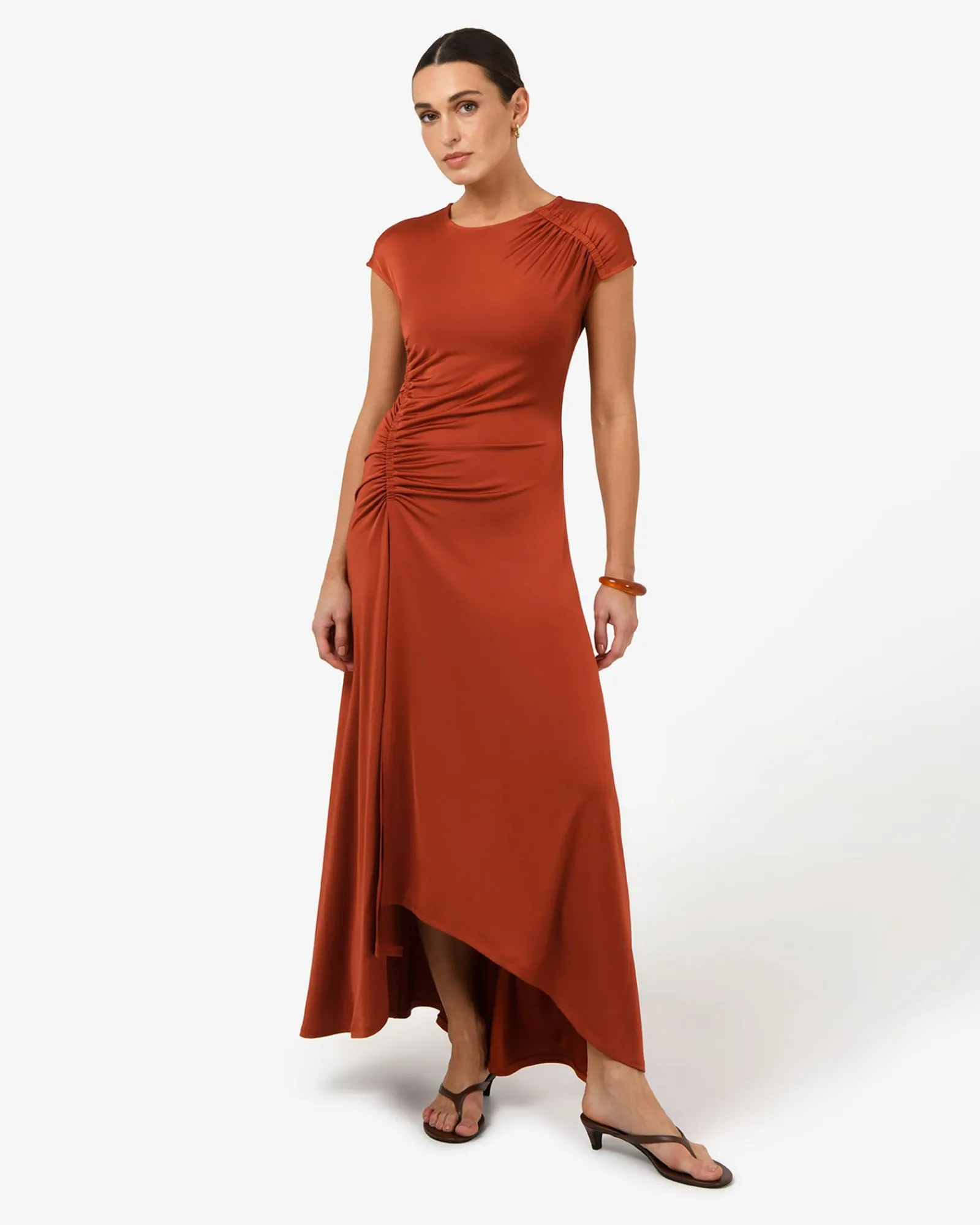 Forcast Kim Asymmetric Ruched Dress* Midi Dresses|Midi Dresses