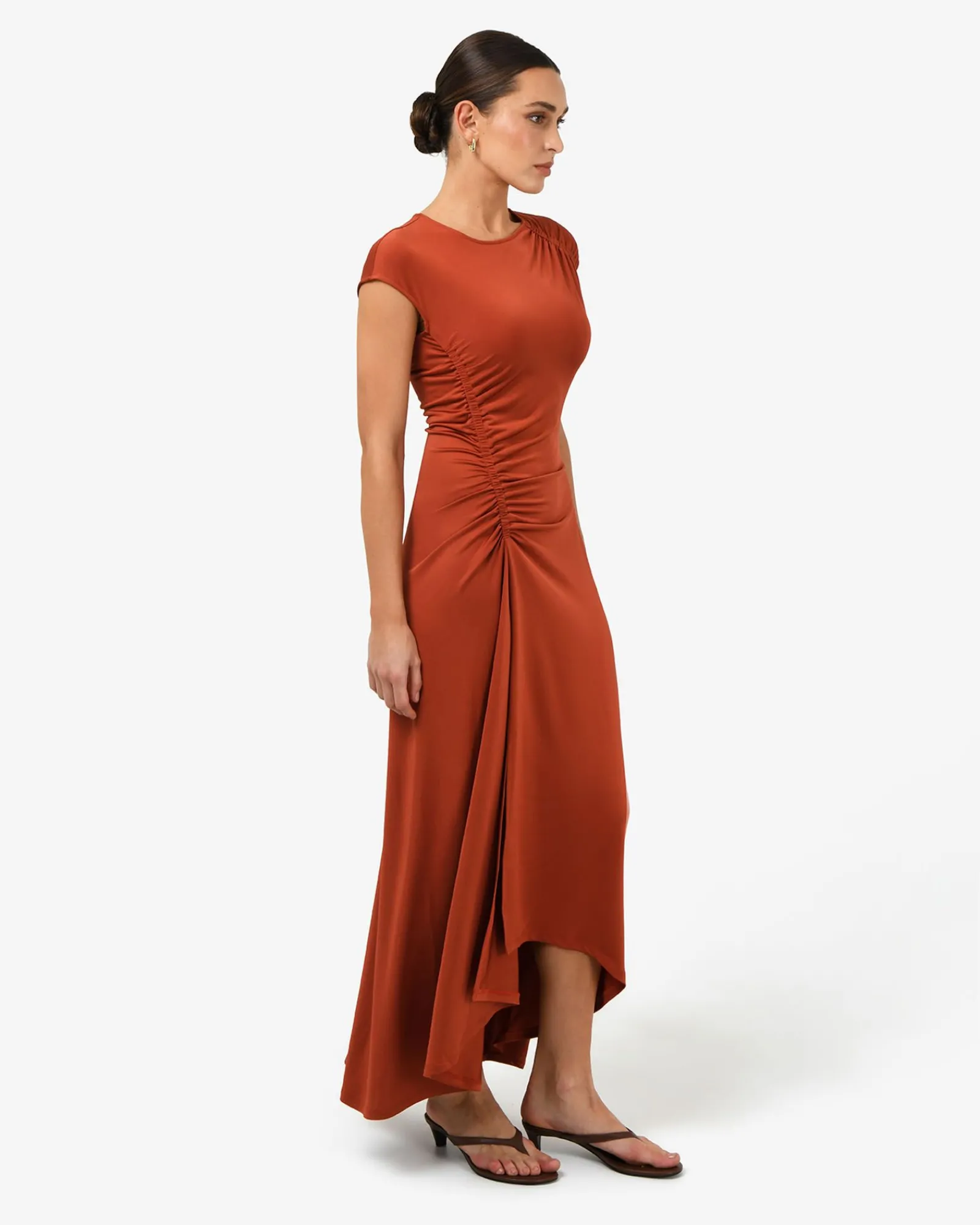 Forcast Kim Asymmetric Ruched Dress* Midi Dresses|Midi Dresses