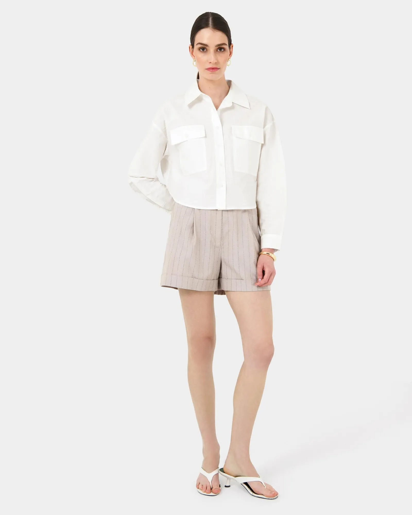 Forcast Kyla Crop Pocket Shirt* Long Sleeve Tops|Shirts & Blouses