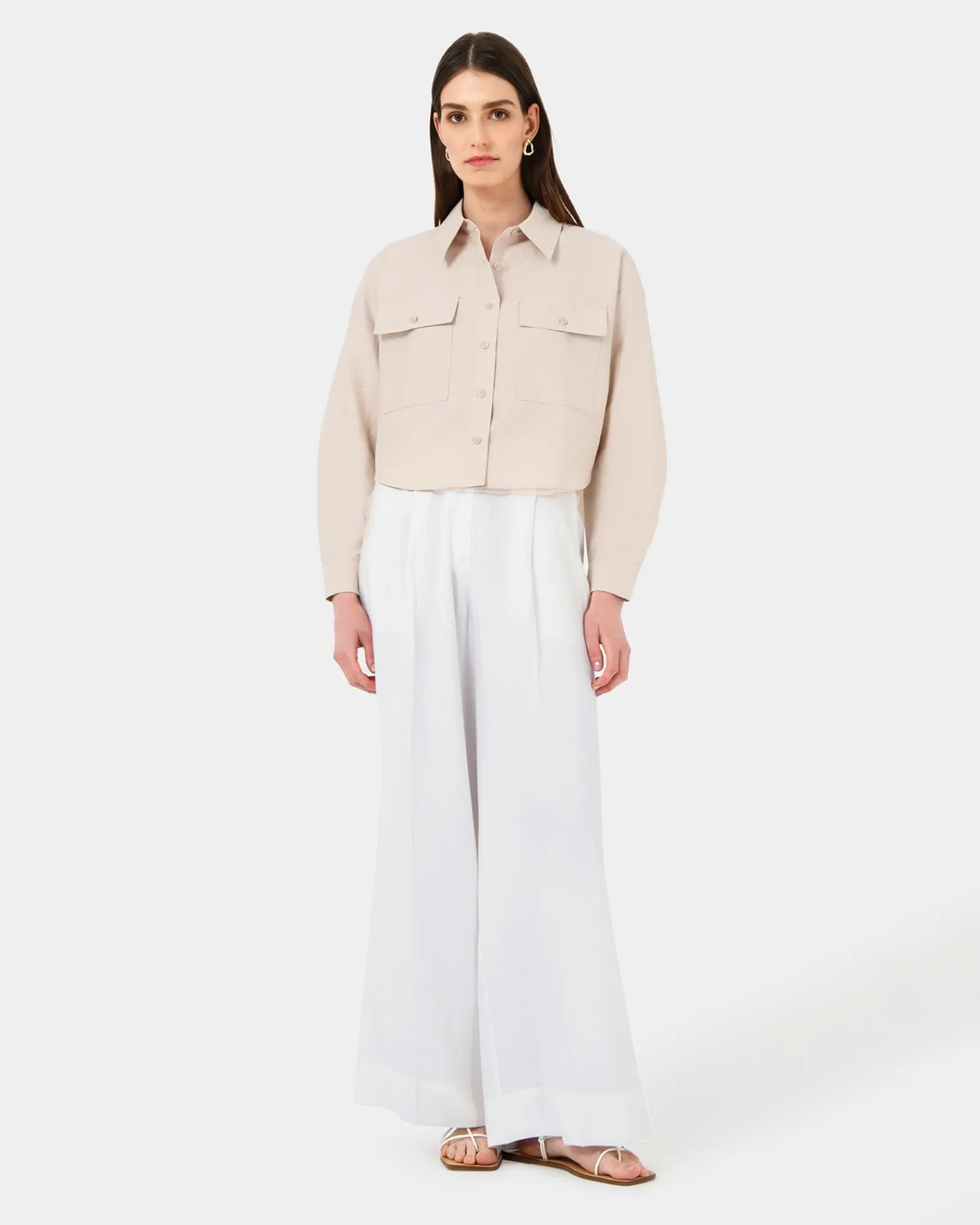 Forcast Kyla Crop Pocket Shirt* Long Sleeve Tops|Shirts & Blouses