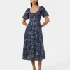 Forcast Leen Puff Sleeve Midi Dress* Conscious|Midi Dresses