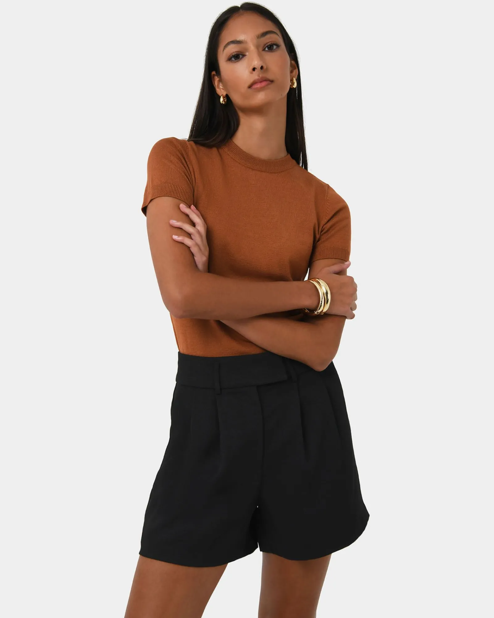 Forcast Lexee Pleat Front Short* High-Waisted Pants|Work Pants