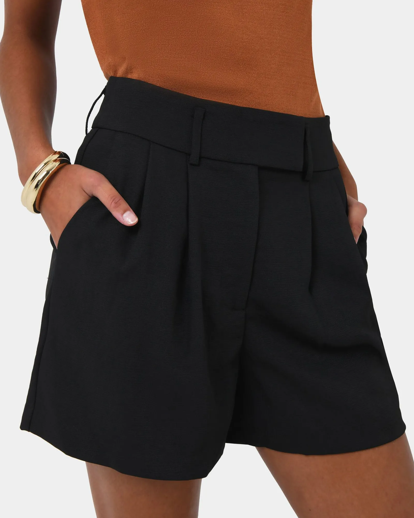 Forcast Lexee Pleat Front Short* High-Waisted Pants|Work Pants