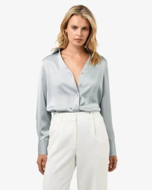 Forcast Lila V-neck Satin Blouse* T-Shirts & Tops|Long Sleeve Tops