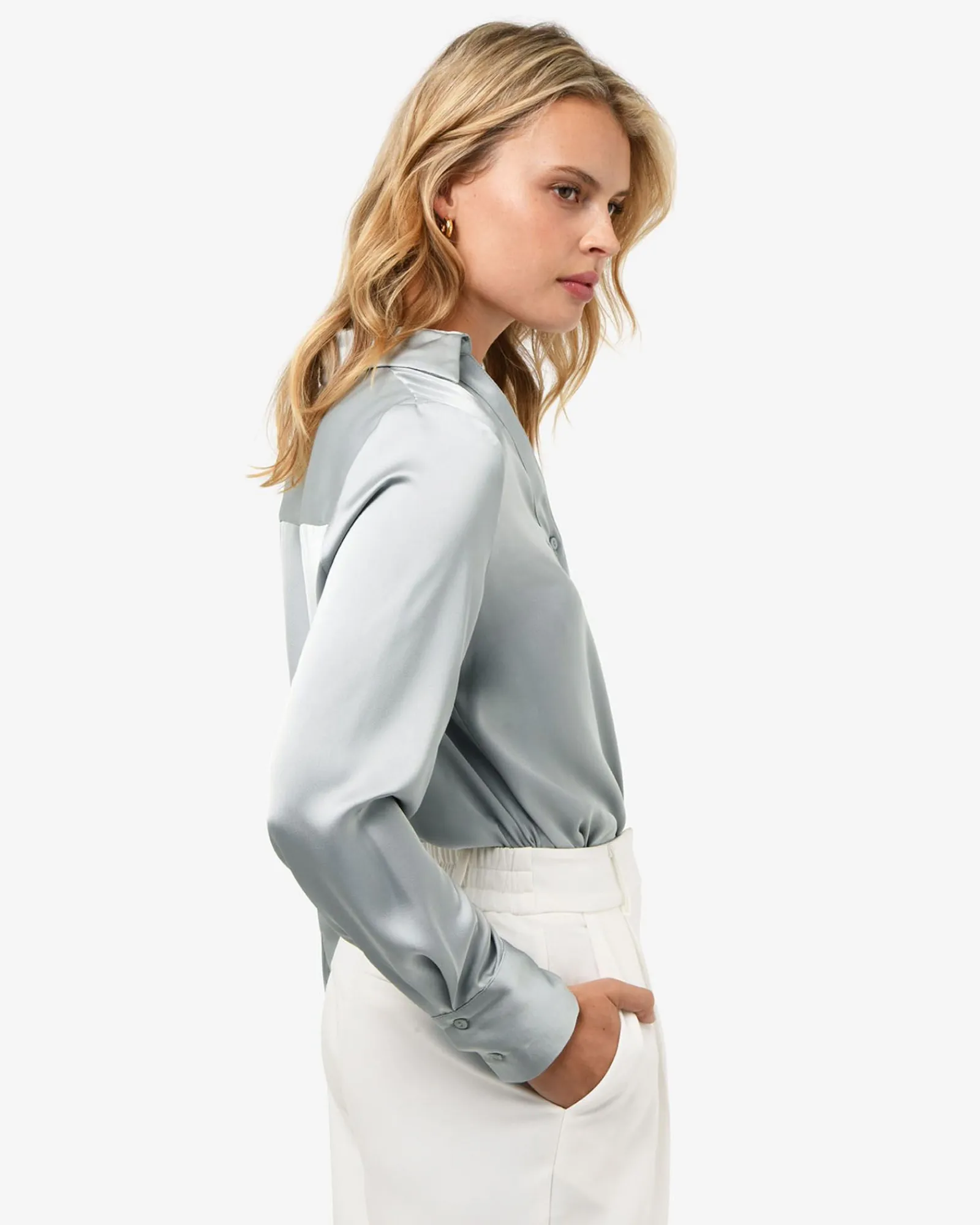 Forcast Lila V-neck Satin Blouse* T-Shirts & Tops|Long Sleeve Tops