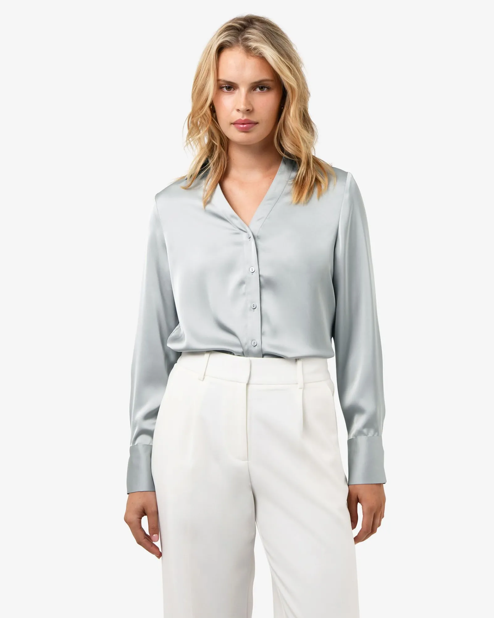 Forcast Lila V-neck Satin Blouse* T-Shirts & Tops|Long Sleeve Tops