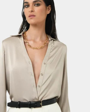 Forcast Lila V-neck Satin Blouse* Long Sleeve Tops|Shirts & Blouses