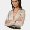 Forcast Lila V-neck Satin Blouse* Long Sleeve Tops|Shirts & Blouses