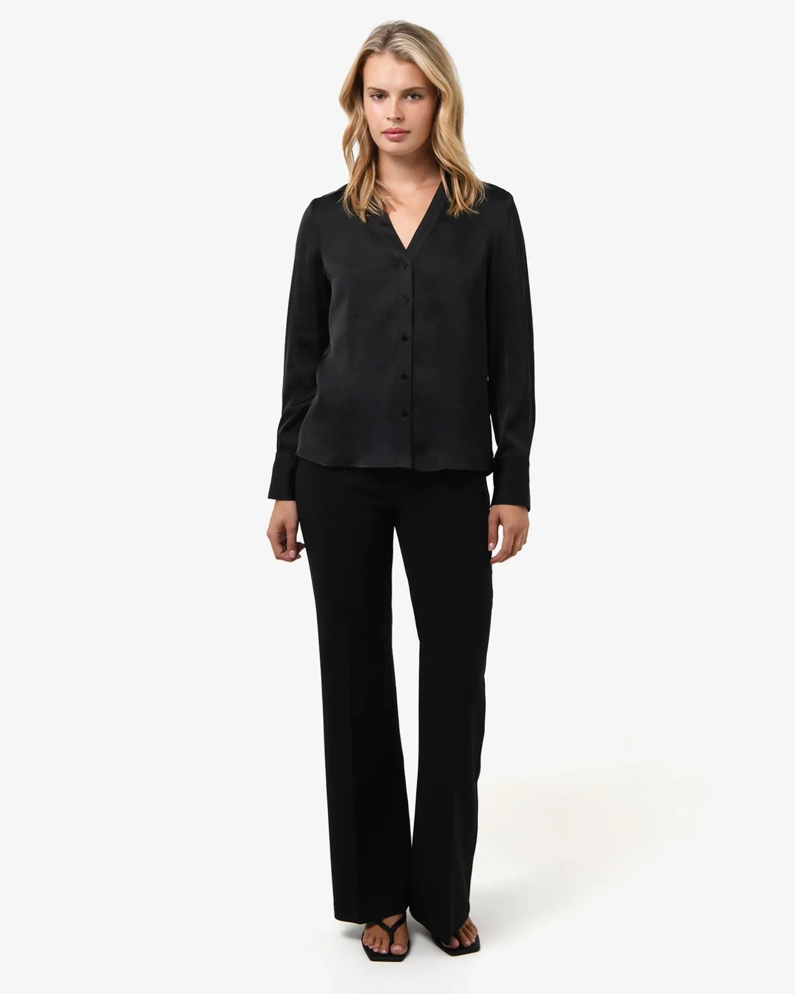 Forcast Lila V-neck Satin Blouse* Long Sleeve Tops|Shirts & Blouses